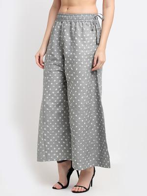 grey cotton flared palazzo - 18318026 - Standard Image - 2