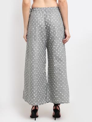 grey cotton flared palazzo - 18318026 - Standard Image - 3
