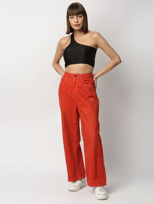 single shoulder solid crop top - 18318597 - Standard Image - 4