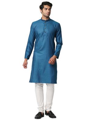 blue self-design medium kurta - 18318919 - Standard Image - 2