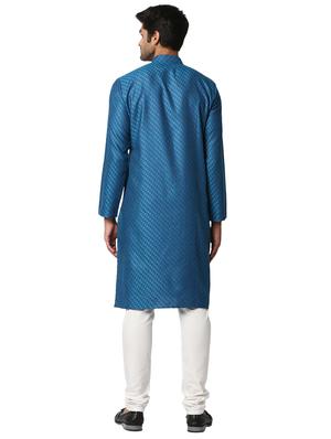 blue self-design medium kurta - 18318919 - Standard Image - 4