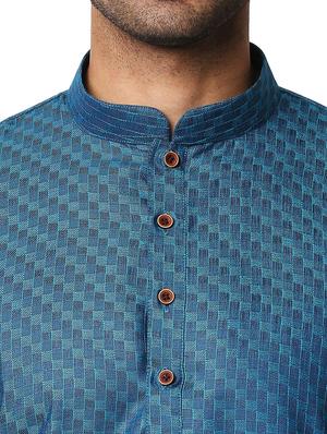 blue self-design medium kurta - 18318919 - Standard Image - 5