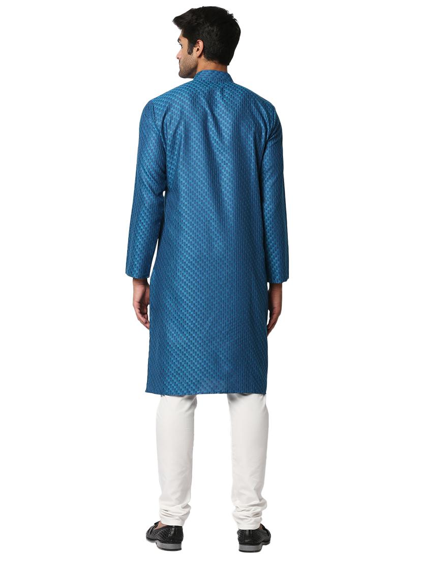 blue self-design medium kurta - 18318919 - Zoom Image - 4