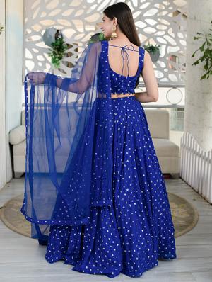 blue georgette flared lehenga - 18319369 - Standard Image - 3