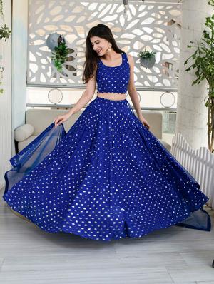 blue georgette flared lehenga - 18319369 - Standard Image - 4