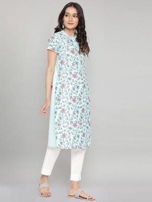 floral print straight kurta - 18319434 - Standard Image - 3