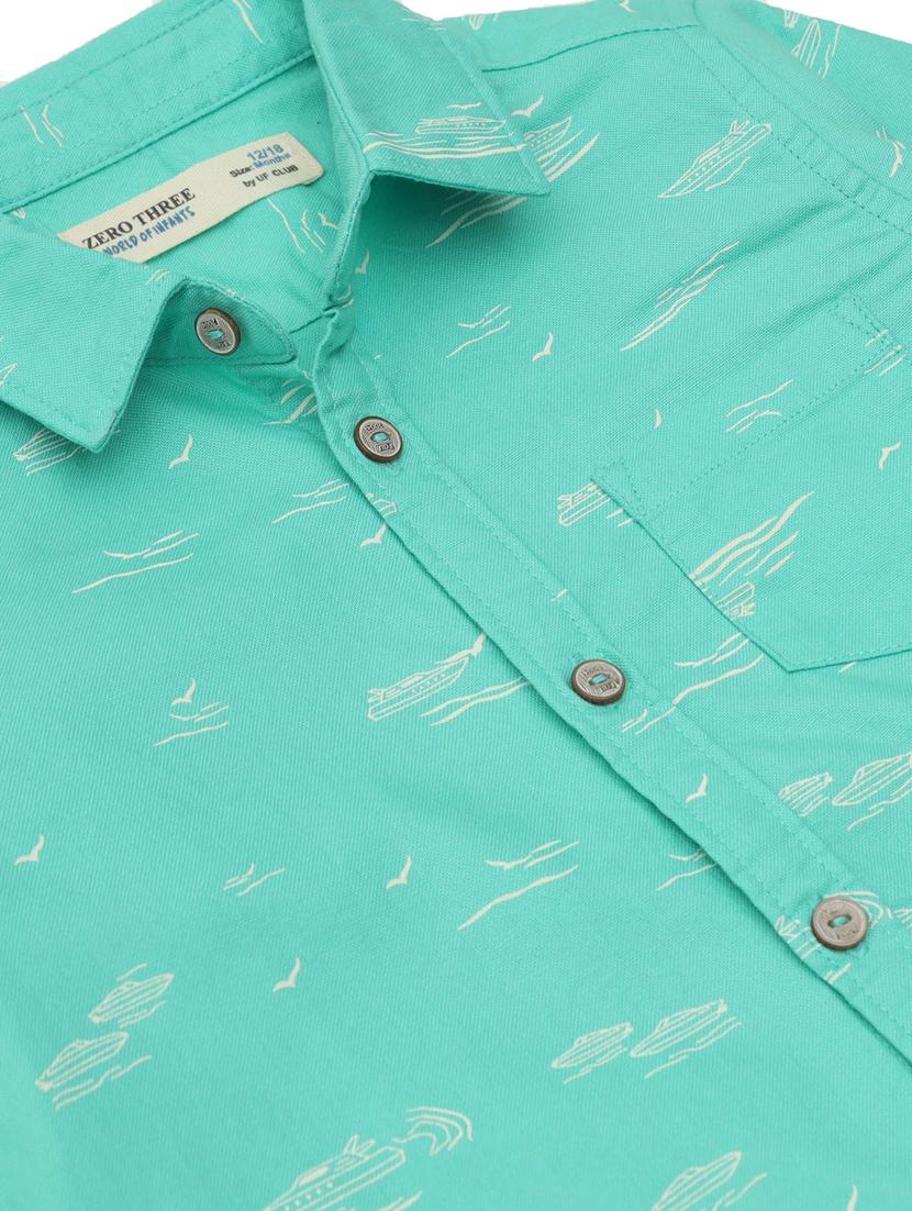 sea green printed shirt - 18319859 - Zoom Image - 3