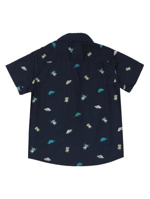 navy blue printed shirt - 18319863 - Standard Image - 2