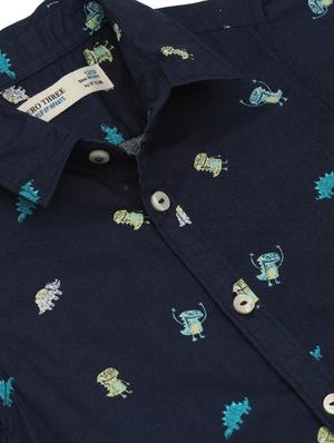 navy blue printed shirt - 18319863 - Standard Image - 3