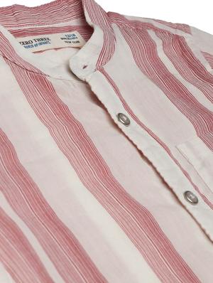mandarin collar striped shirt - 18319878 - Standard Image - 3