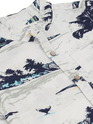 mandarin collar printed shirt - 18319886 - Standard Image - 3
