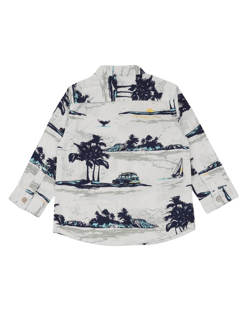 mandarin collar printed shirt - 18319886 - Zoom Image - 2