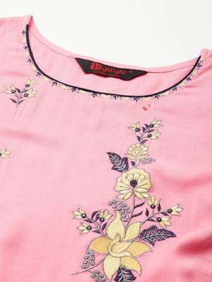 pink rayon kurta pant set - 18319896 - Standard Image - 5