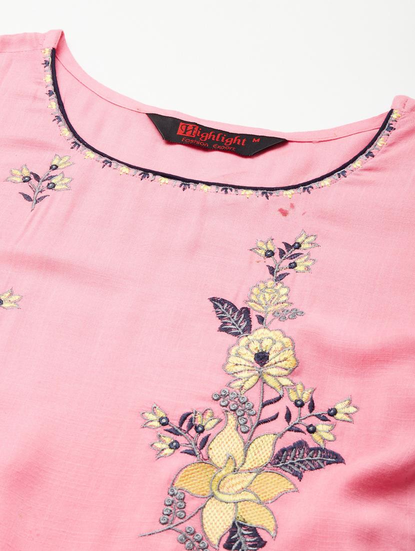 pink rayon kurta pant set - 18319896 - Zoom Image - 5