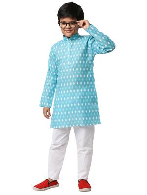 blue printed kurta pajama set - 18320684 - Standard Image - 2