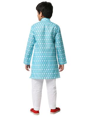 blue printed kurta pajama set - 18320684 - Standard Image - 3