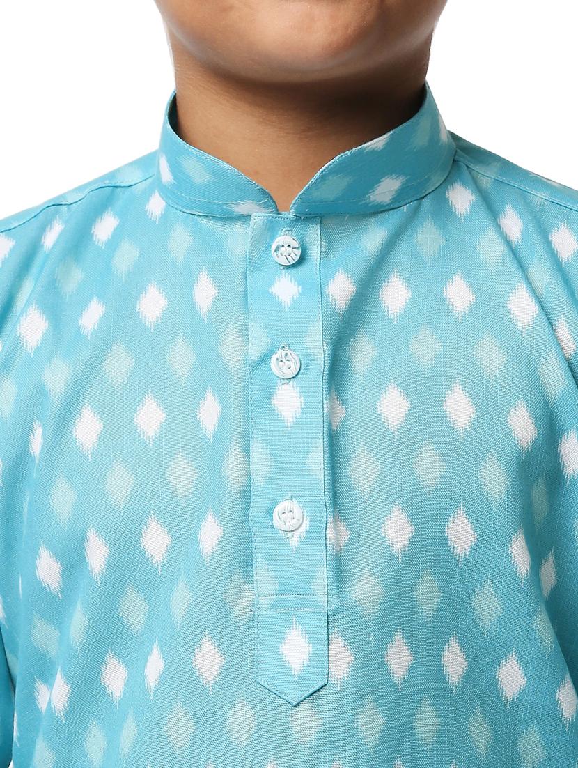blue printed kurta pajama set - 18320684 - Zoom Image - 5