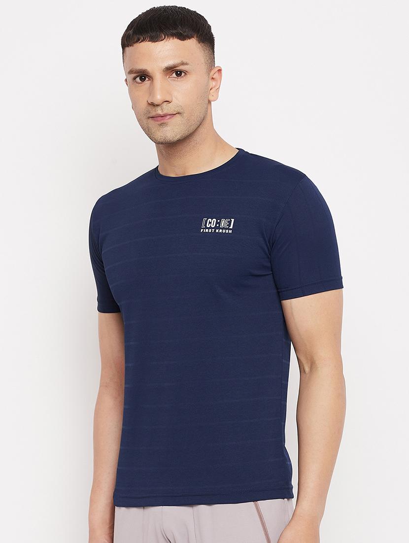 navy blue solid t-shirt - 18320912 - Zoom Image - 2