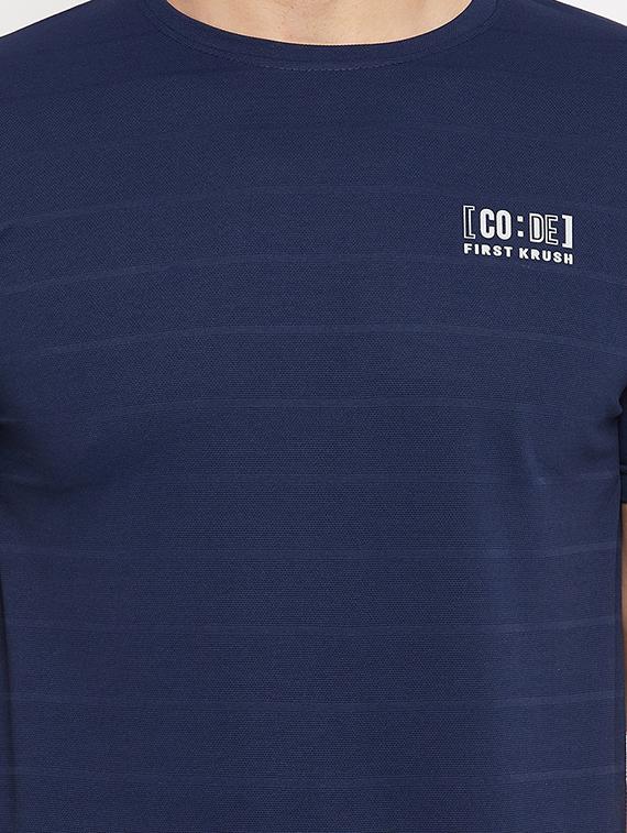 navy blue solid t-shirt - 18320912 - Zoom Image - 4