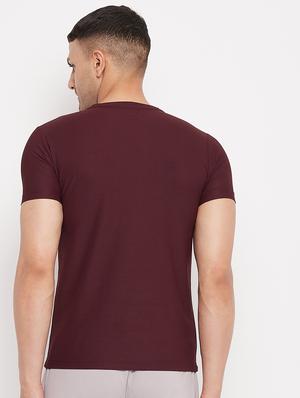 maroon solid t-shirt - 18320917 - Standard Image - 3