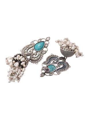 silver brass jhumka earring - 18321223 - Standard Image - 3