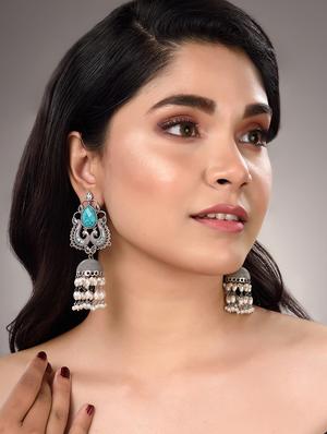 silver brass jhumka earring - 18321223 - Standard Image - 4