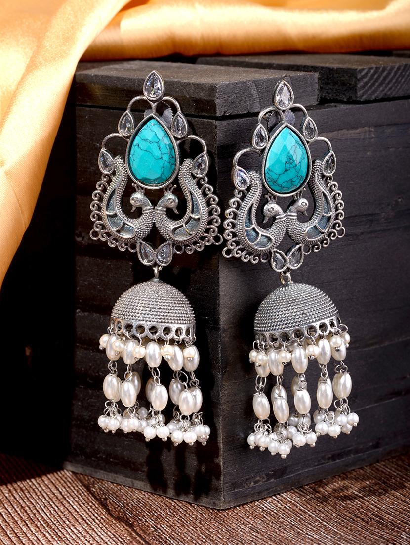 silver brass jhumka earring - 18321223 - Zoom Image - 1