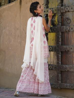 multi colored georgette kurta sharara set - 18321374 - Standard Image - 3
