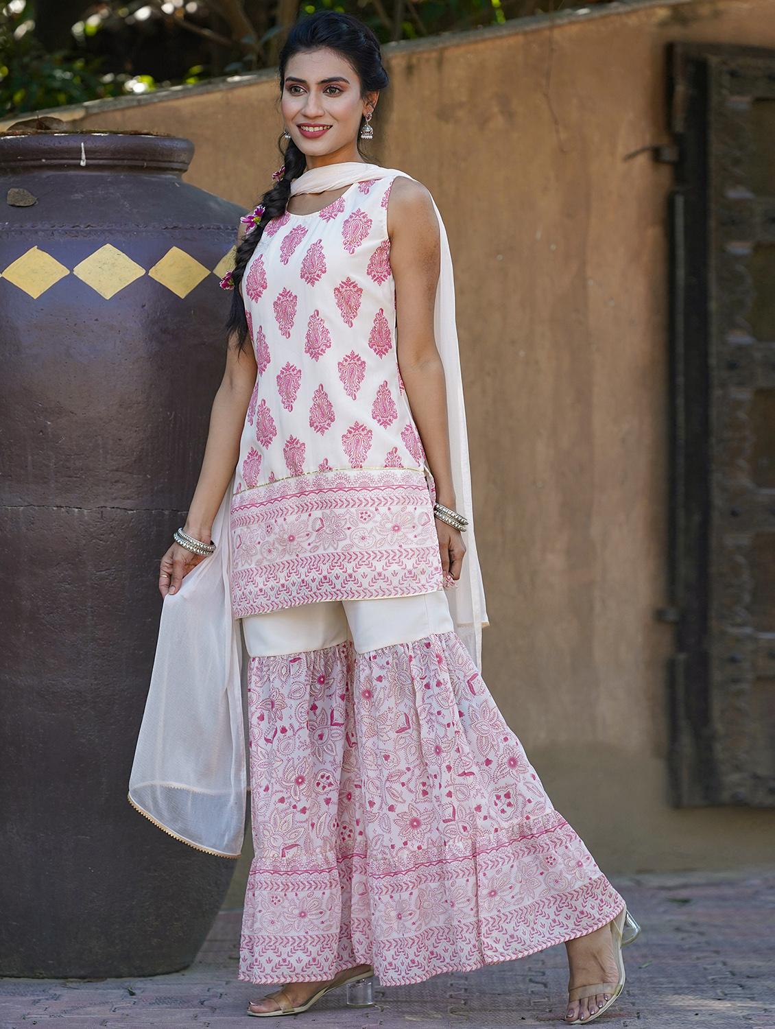 multi colored georgette kurta sharara set - 18321374 - Zoom Image - 2