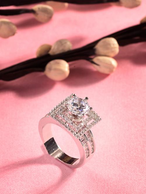 white brass finger ring - 18321673 - Standard Image - 1