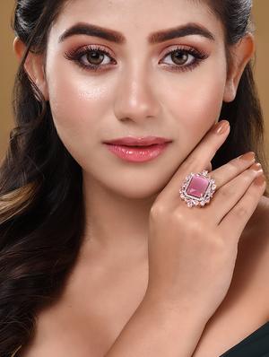 pink brass finger ring - 18321677 - Standard Image - 4