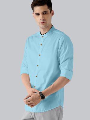 blue solid casual shirt - 18321702 - Standard Image - 2