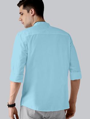 blue solid casual shirt - 18321702 - Standard Image - 3