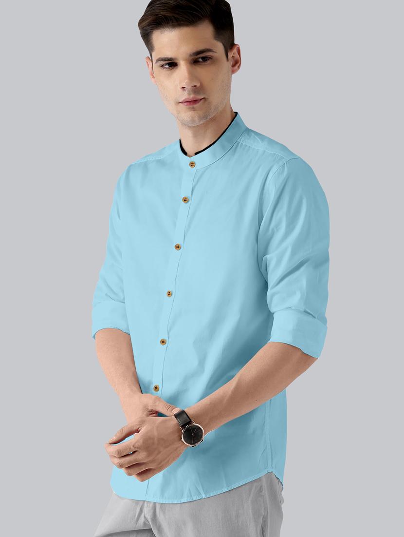 blue solid casual shirt - 18321702 - Zoom Image - 2