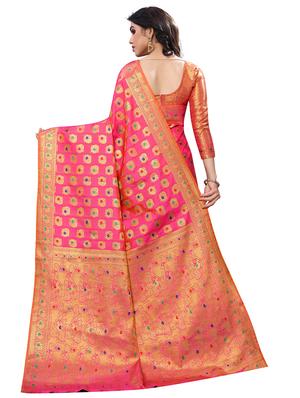 pink cotton silk banarasi saree with blouse - 18322085 - Standard Image - 2
