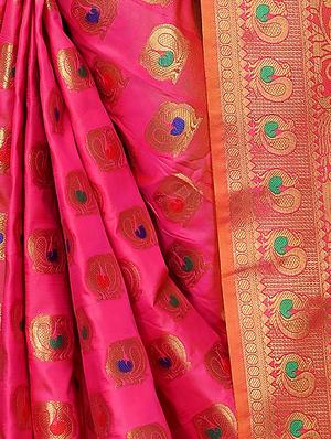 pink cotton silk banarasi saree with blouse - 18322085 - Standard Image - 4
