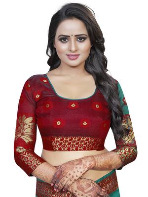 green cotton silk banarasi saree with blouse - 18322130 - Standard Image - 3