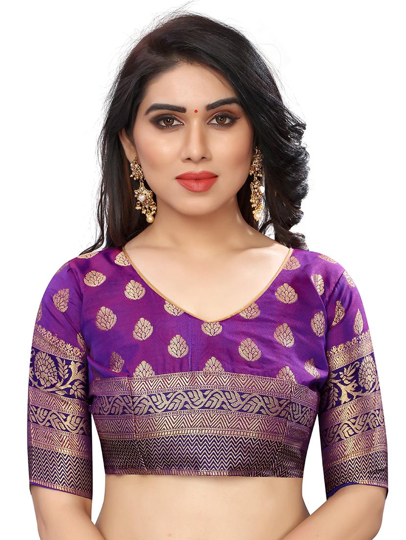 red banarasi saree with blouse - 18322177 - Zoom Image - 3