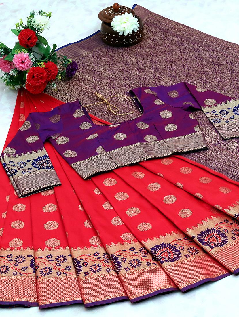 red banarasi saree with blouse - 18322177 - Zoom Image - 4