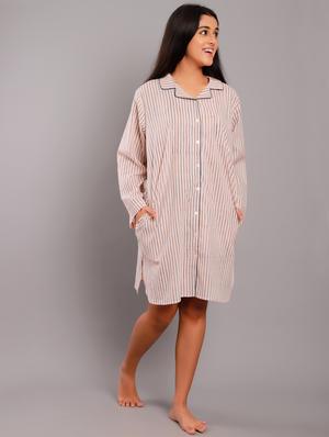 shirt collar striped sleepshirts - 18322398 - Standard Image - 2