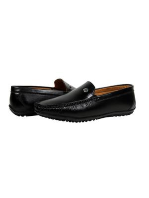 black synthetic slip on loafers - 18322516 - Standard Image - 3