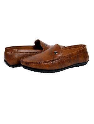 tan synthetic slip on loafers - 18322518 - Standard Image - 3