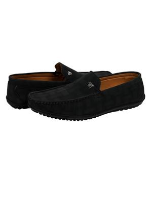 black synthetic slip on loafers - 18322526 - Standard Image - 3