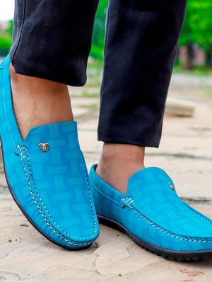light blue synthetic slip on loafers - 18322527 - Standard Image - 4
