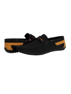 black synthetic slip on loafers - 18322528 - Standard Image - 3