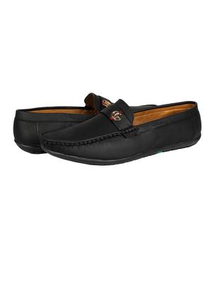 black synthetic slip on loafers - 18322541 - Standard Image - 3