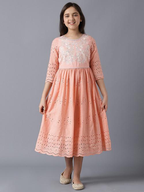 orange embroidered flared kurti - 18322635 - Standard Image - 1