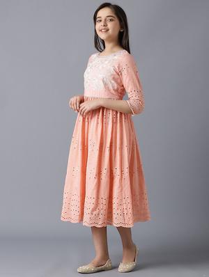 orange embroidered flared kurti - 18322635 - Standard Image - 2