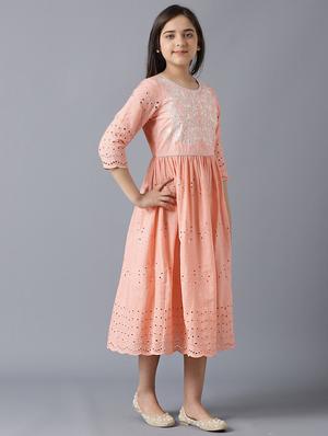 orange embroidered flared kurti - 18322635 - Standard Image - 3