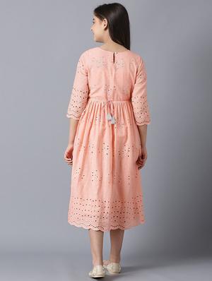 orange embroidered flared kurti - 18322635 - Standard Image - 4